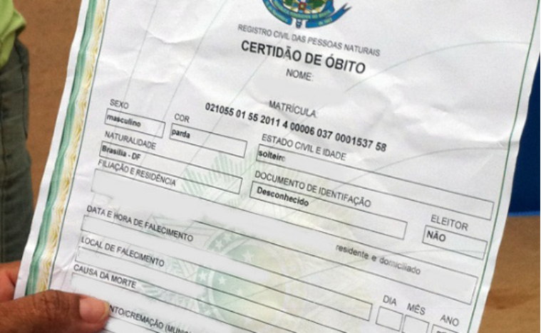 Atestado de óbito: imagem detalhada do documento oficial 
necessário para os procedimentos após um falecimento.