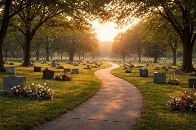 Etiqueta para vista em cemitério