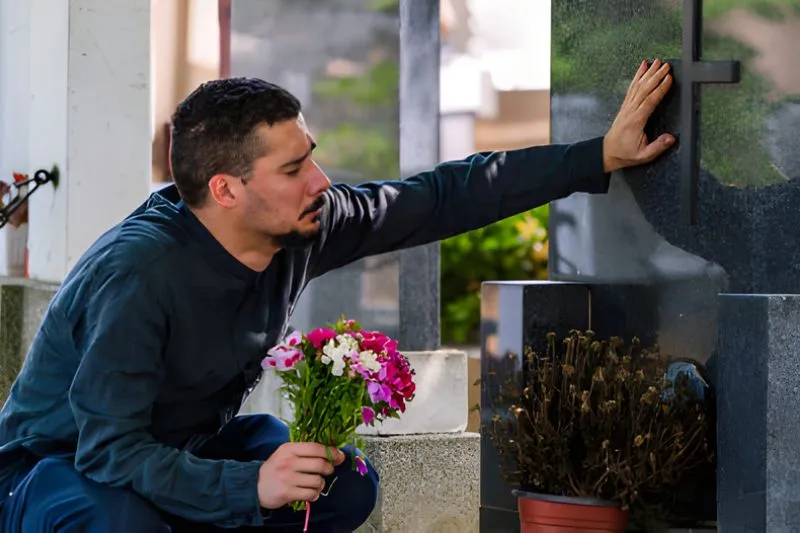 Etiqueta para vista em cemitério